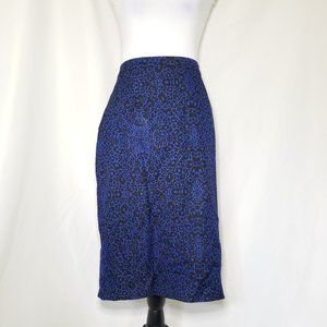 Retro Blue & Black Cheetah Print Halogen Pencil Skirt Size Large